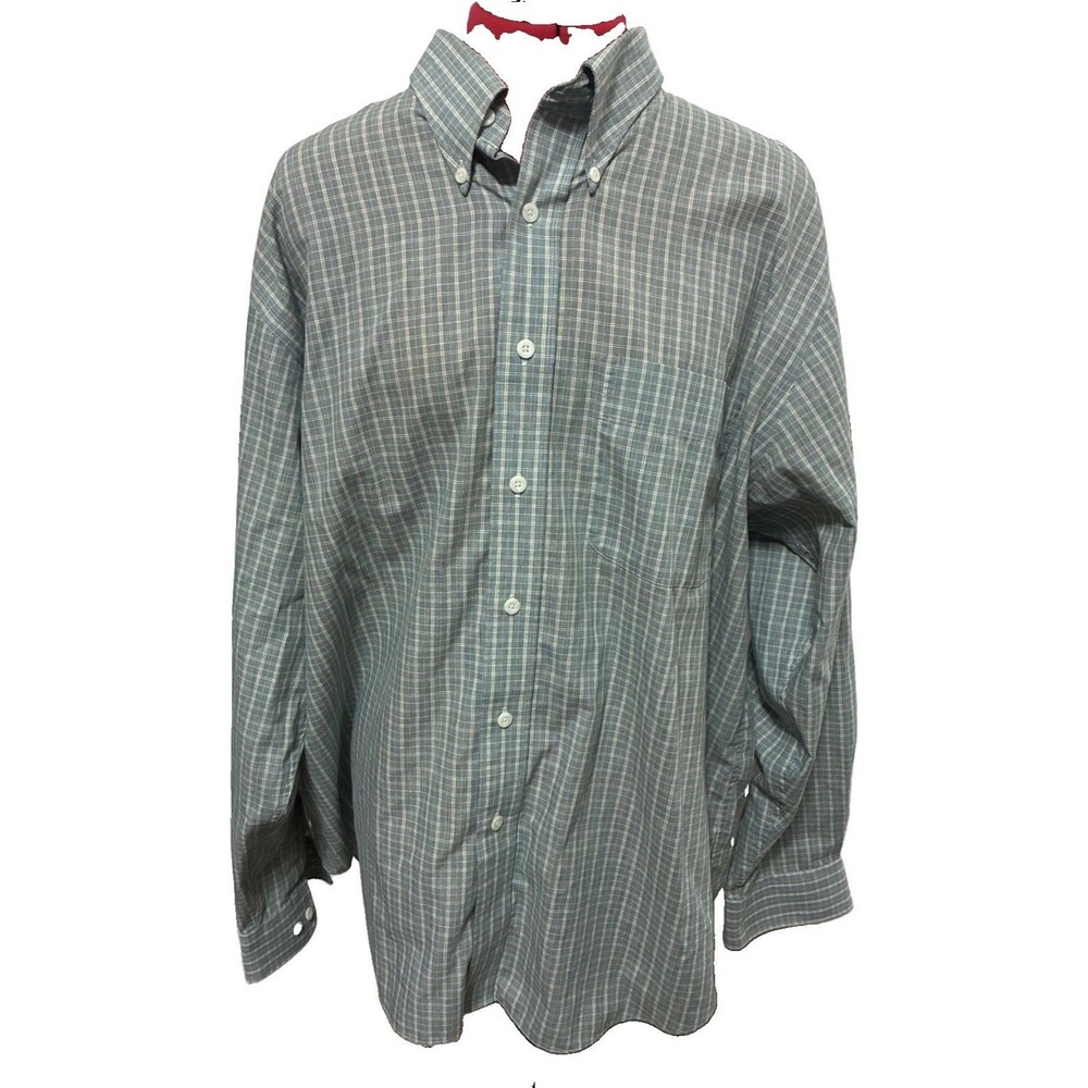 YSL Men's Green Checked Long Sleeve Shirt Size XL